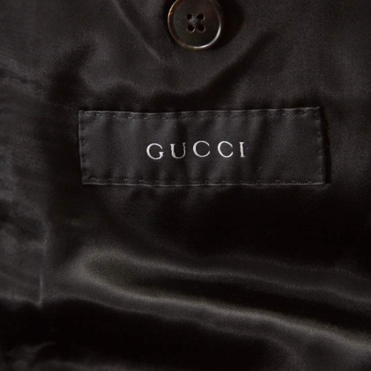 Pre Owned Gucci Black Wool Jacquard Trim Tuxedo Suit L