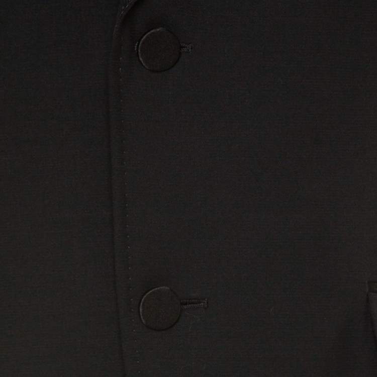 Pre Owned Gucci Black Wool Jacquard Trim Tuxedo Suit L