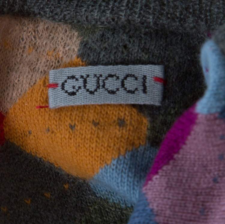Pre Owned Gucci Multicolor Wool Argyle Knit Sweater XL 