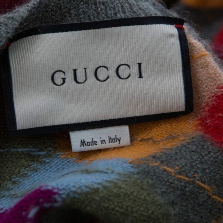 Pre Owned Gucci Multicolor Wool Argyle Knit Sweater XL 