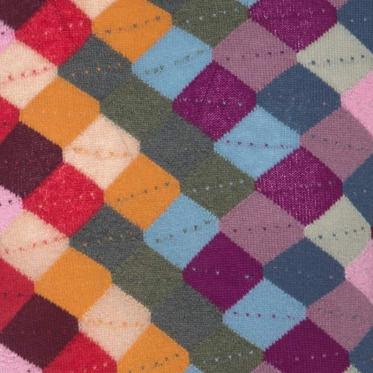 Pre Owned Gucci Multicolor Wool Argyle Knit Sweater XL 