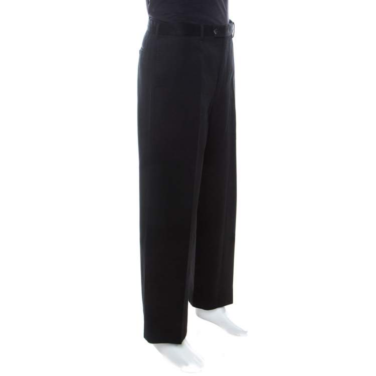 مملوكة مسبقًا Gucci Black Cotton Straight Fit Trousers M