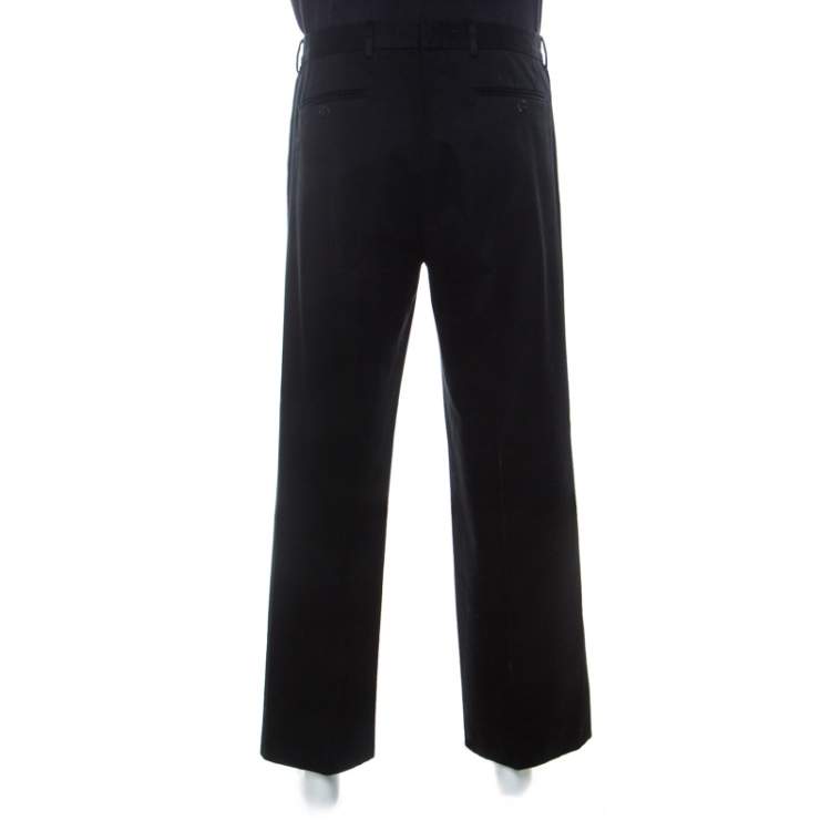 مملوكة مسبقًا Gucci Black Cotton Straight Fit Trousers M