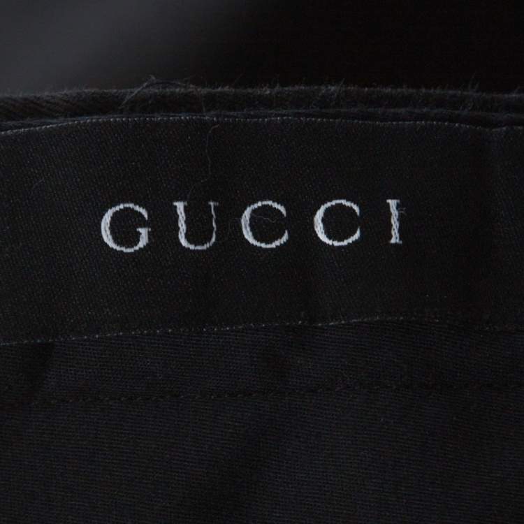 مملوكة مسبقًا Gucci Black Cotton Straight Fit Trousers M
