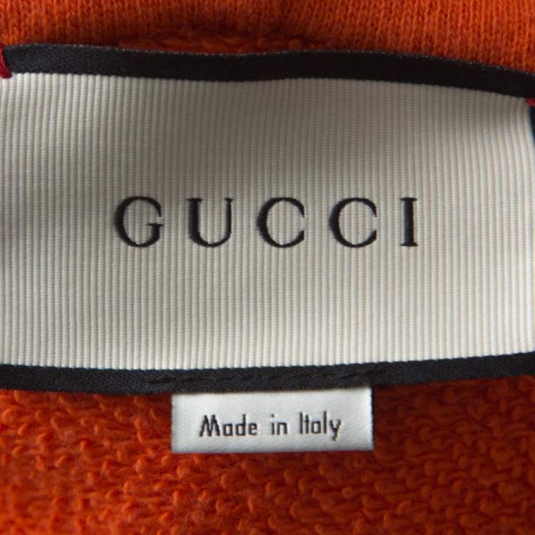 مملوكة مسبقًا Gucci Orange Cotton Hollywood Embroidered Hoodie M