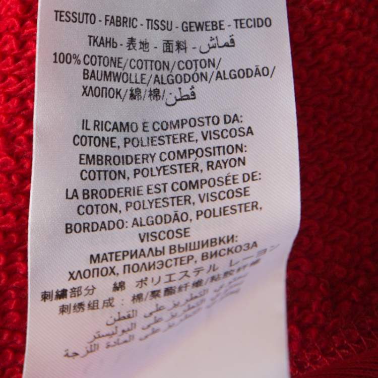 Pre Owned Gucci Red Cotton Jersey Dragon Embroidered Hoodie L