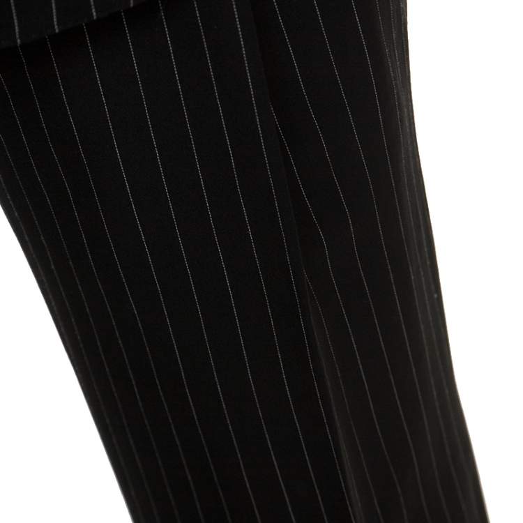Pre Owned Gucci Black Pinstripe Wool and Mohair Blend Regular Fit Suit L 