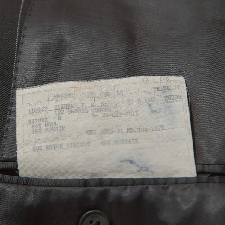 Pre Owned Gucci Black Pinstripe Wool and Mohair Blend Regular Fit Suit L 