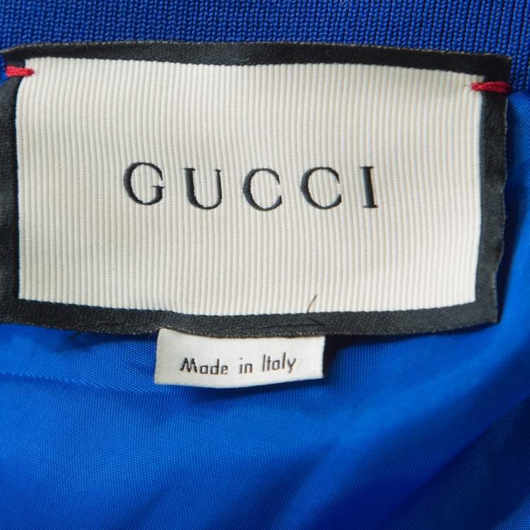 Pre Owned Gucci Blue Perforated Net Magnetismo Jacket S