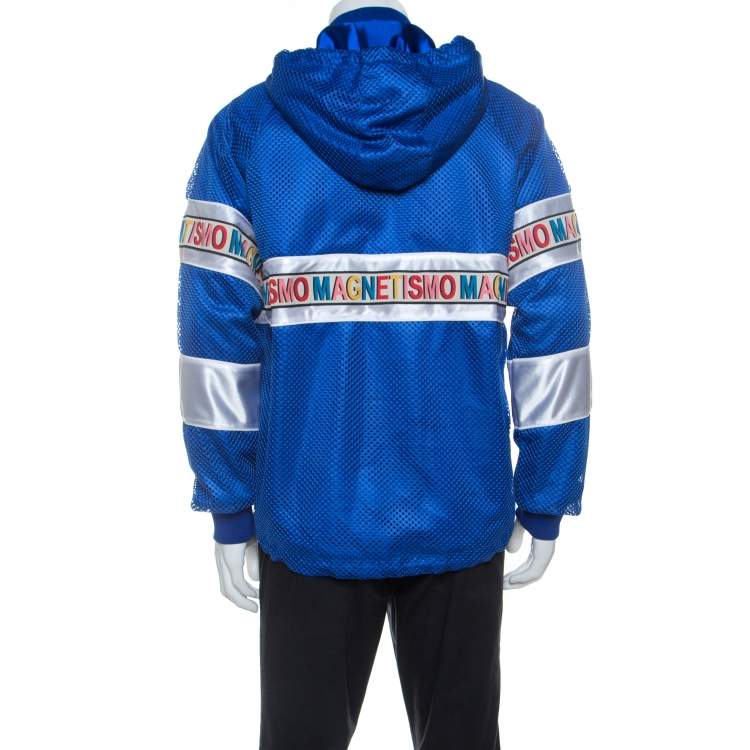 Pre Owned Gucci Blue Perforated Net Magnetismo Jacket S