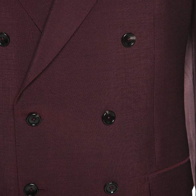 Pre Owned Gucci Burgundy Mohair Blend Double Breasted Blazer XXL 