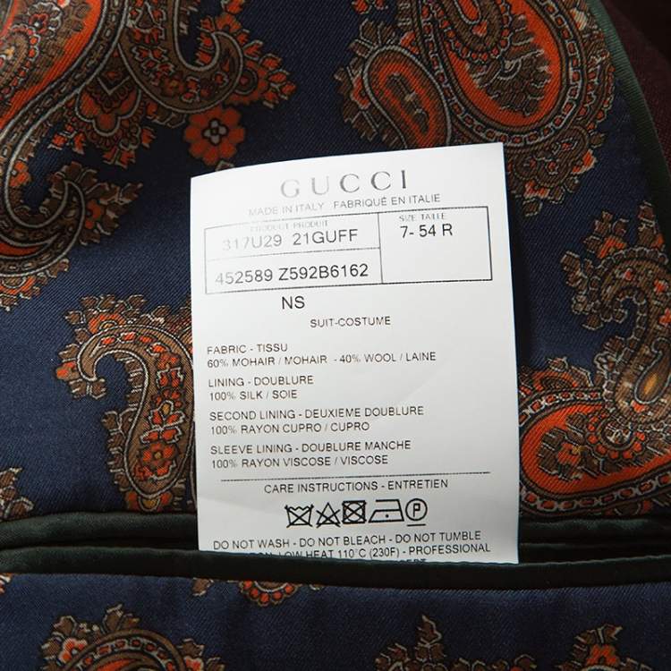 Pre Owned Gucci Burgundy Mohair Blend Double Breasted Blazer XXL 