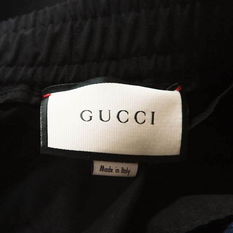 Pre Owned Gucci Black Striped Detail Wool and Mohair Track Pants XXL