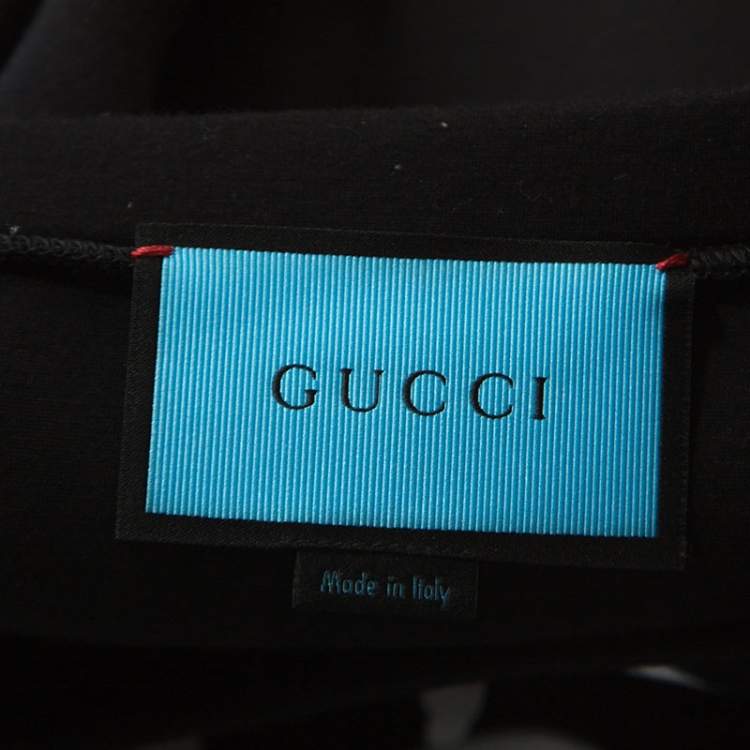 Pre Owned Gucci Black Printed Cotton Contrast Trim Life is Gucci Sweatshirt XXL