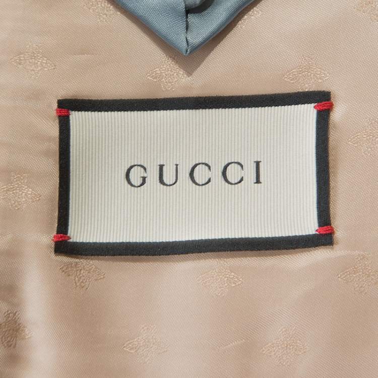 Pre Owned Gucci Camel Wool And Silk-Blend Web Striped Blazer XXL