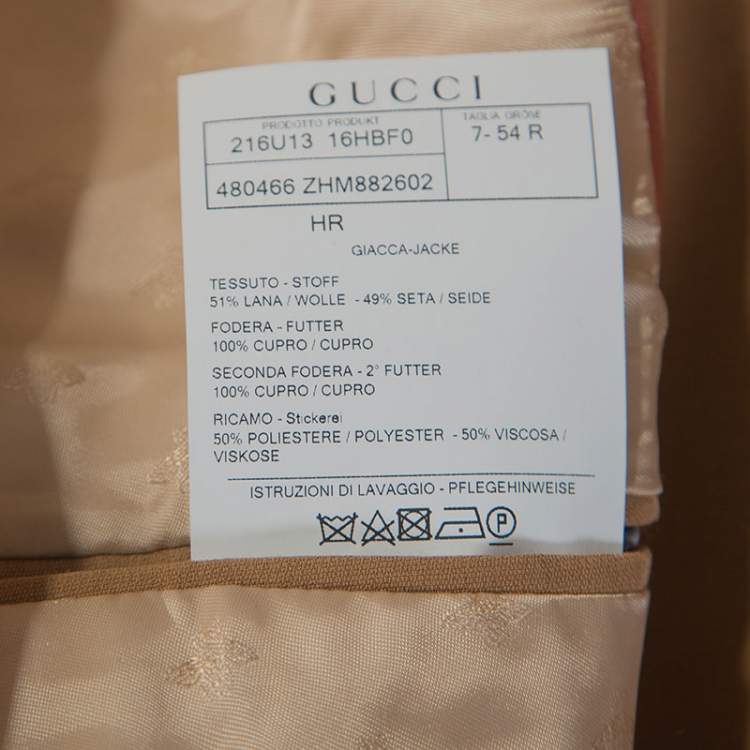 Pre Owned Gucci Camel Wool And Silk-Blend Web Striped Blazer XXL