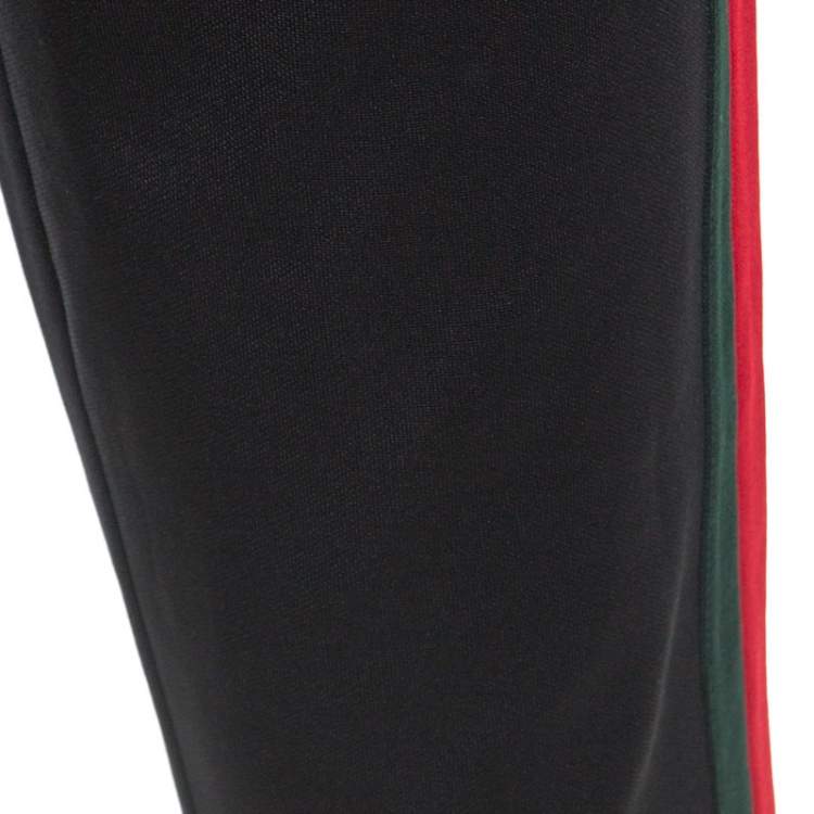 Pre Owned Gucci Black Cotton Jersey Web Striped Track Pants M