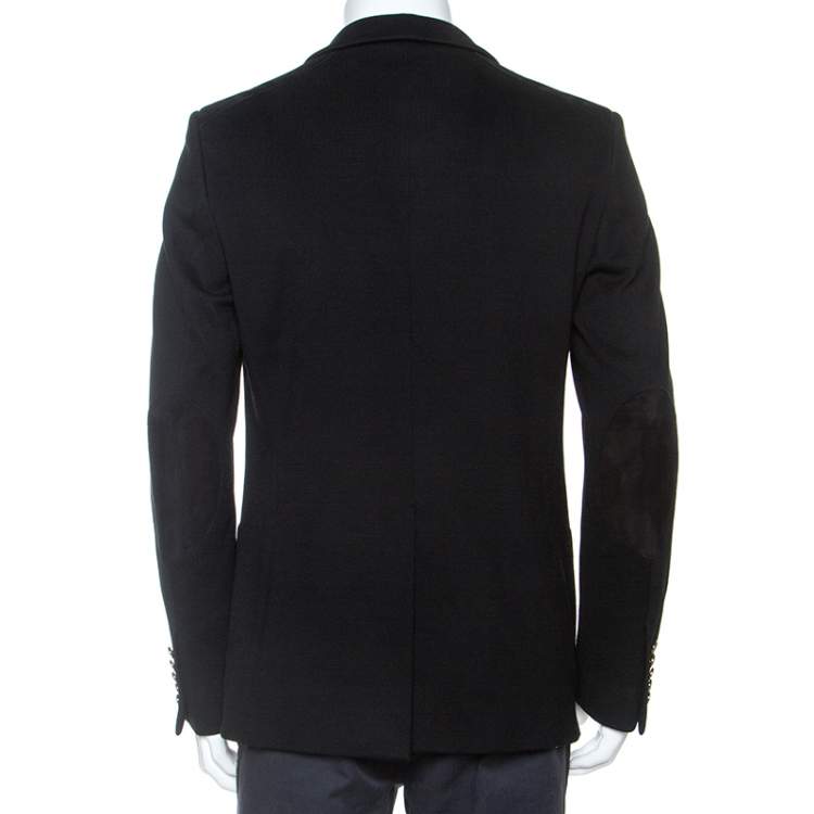 Pre Owned Gucci Black Textured Stretch Cotton Monaco Blazer XL