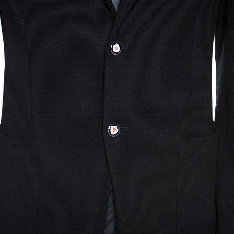 Pre Owned Gucci Black Textured Stretch Cotton Monaco Blazer XL