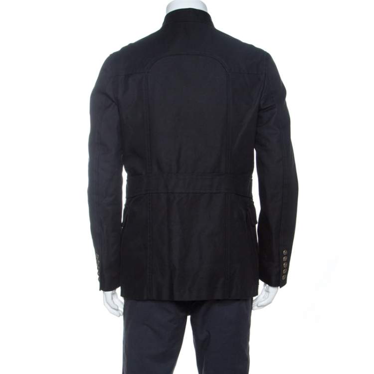 Pre Owned Gucci Black Cotton Button Front Coat M