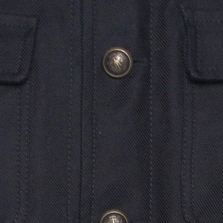 Pre Owned Gucci Black Cotton Button Front Coat M