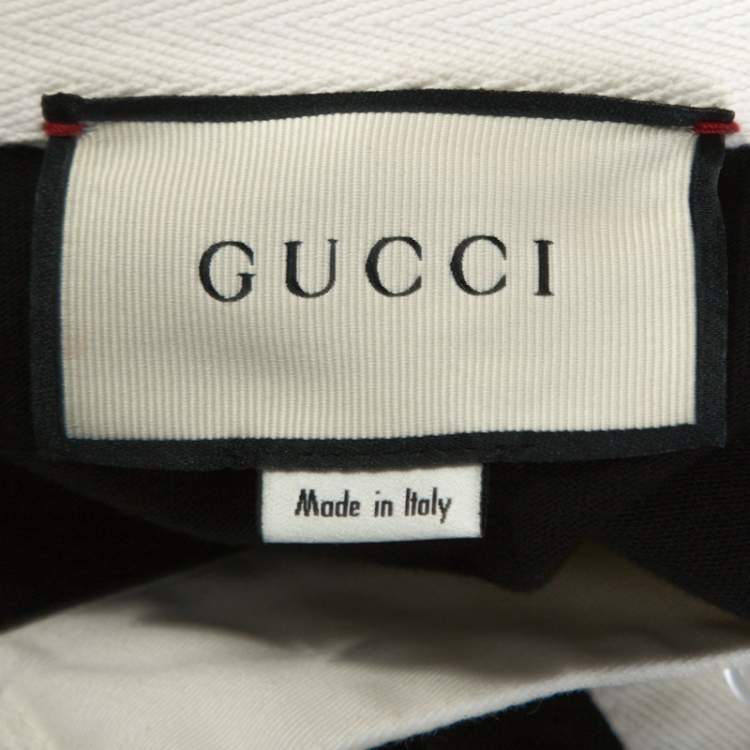 Pre Owned Gucci Black Chevron & Leopard Appliqued Cotton Polo T-Shirt M