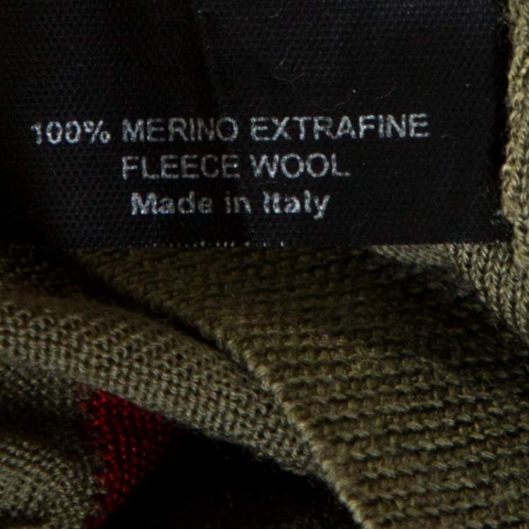 Pre Owned Gucci Pale Olive Green Merino Wool Lightweight Knit Sweater L