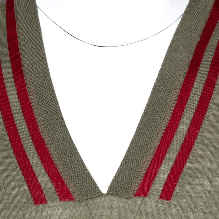 Pre Owned Gucci Pale Olive Green Merino Wool Lightweight Knit Sweater L