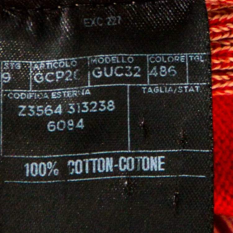 Pre Owned Gucci Red Knit Washed Out Effect Polo T-Shirt L