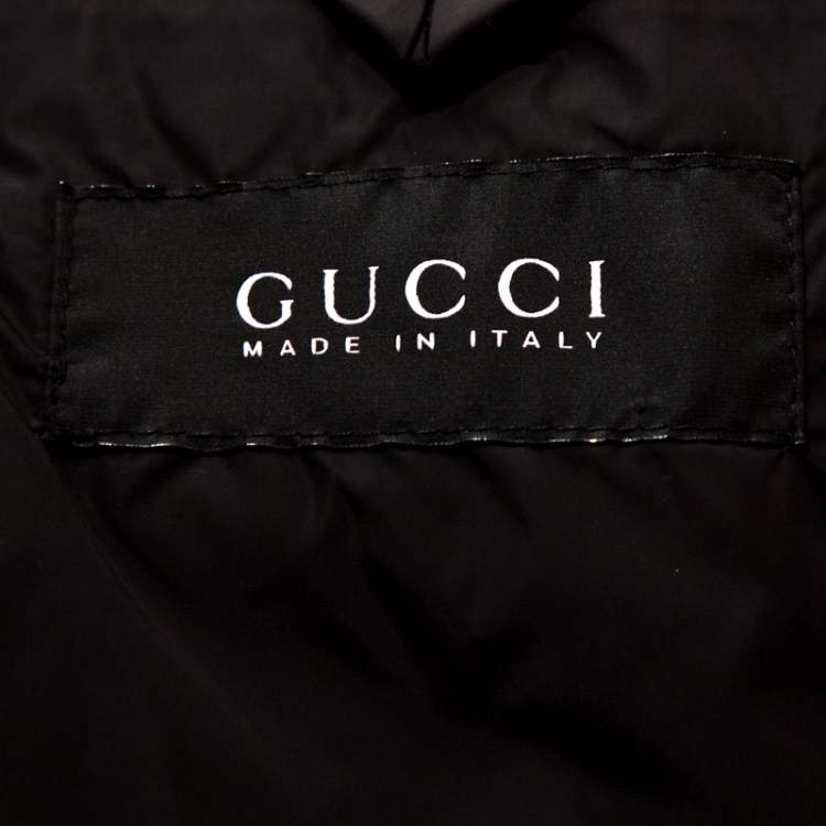 Pre Owned Gucci Black Cotton Blend Zip Front Coat M