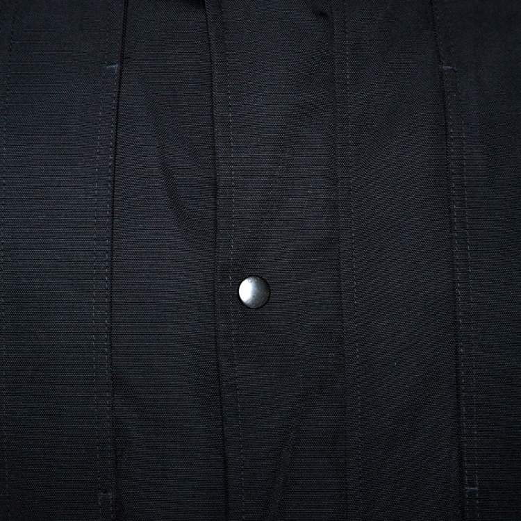 Pre Owned Gucci Black Cotton Blend Zip Front Coat M