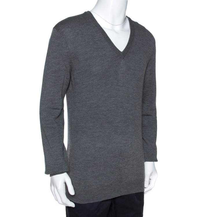 diskriminerende Gå tilbage flyde over Gucci Grey Wool Shoulder Striped Detail V Neck Sweater XL Gucci | TLC
