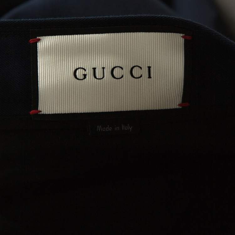 Pre Owned Gucci Navy Blue Stretch Cotton Slim Fit Riding Pants M