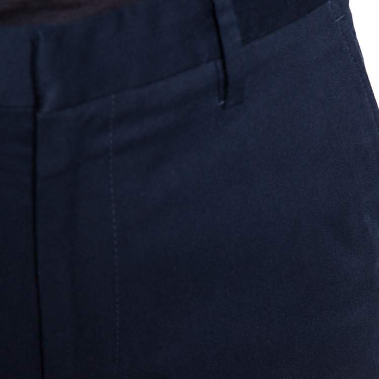 Pre Owned Gucci Navy Blue Stretch Cotton Slim Fit Riding Pants M