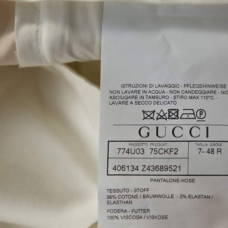 Pre Owned Gucci Cream Stretch Cotton Regular Fit Pants M