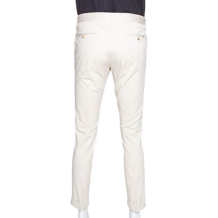 Pre Owned Gucci Cream Stretch Cotton Regular Fit Pants M