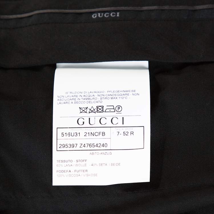 Pre Owned Gucci Navy Blue Textured Silk Wool Tailored Pants XL
