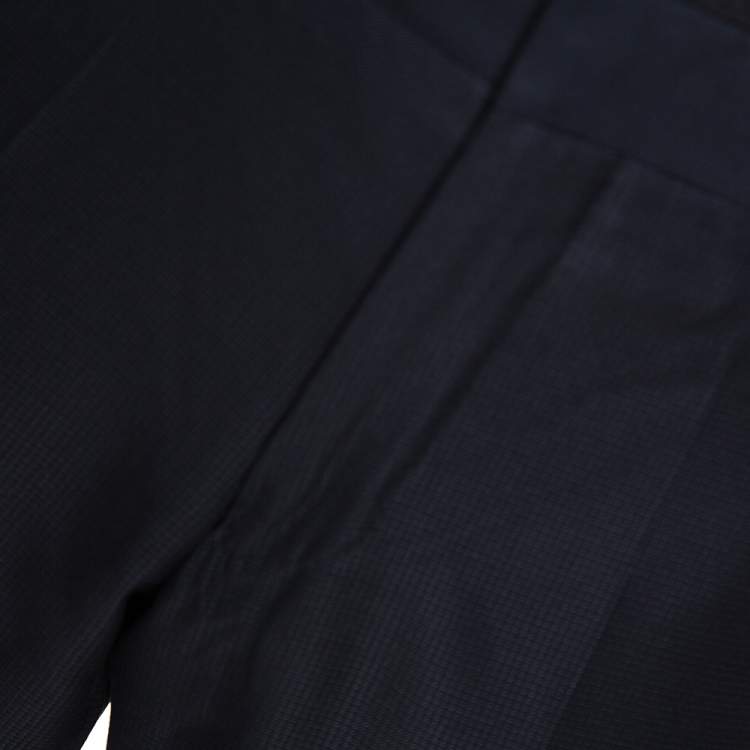 Pre Owned Gucci Navy Blue Textured Silk Wool Tailored Pants XL