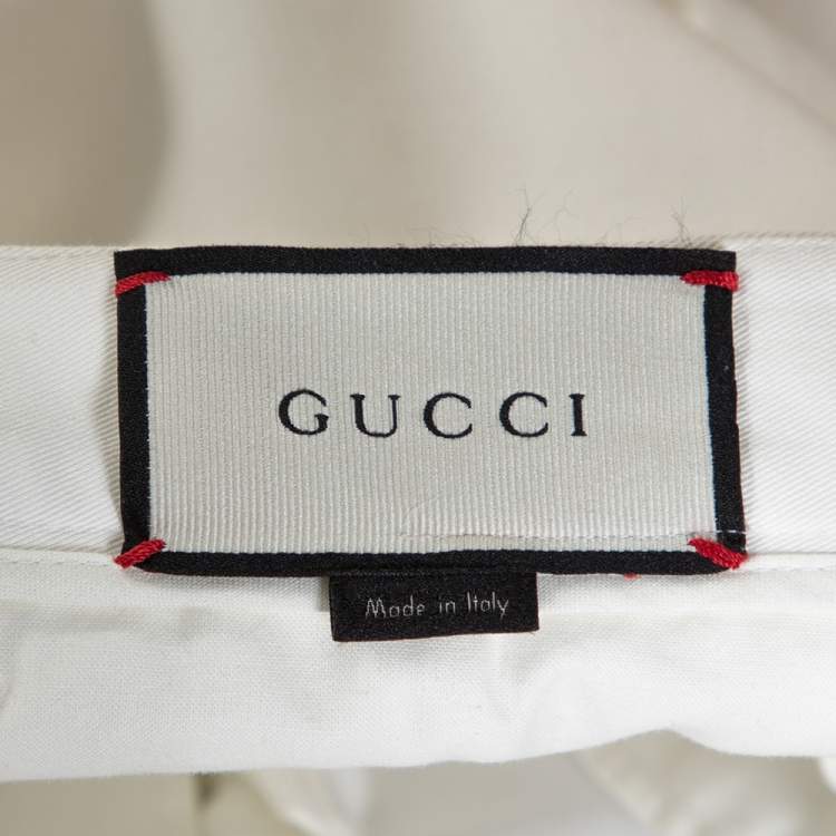 Pre Owned Gucci White Stretch Cotton Slim Fit Riding Pants L