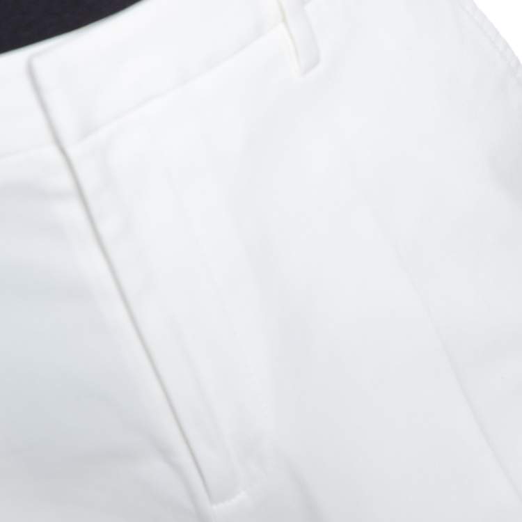 Pre Owned Gucci White Stretch Cotton Slim Fit Riding Pants L