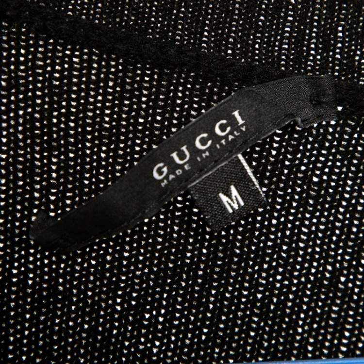 مملوكة مسبقًا Gucci Black Cashmere Wool Leather Patch Detail V Neck Sweater M
