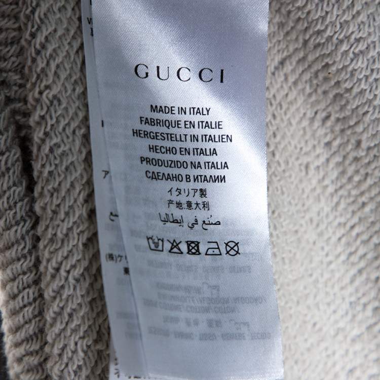 Pre Owned Gucci Grey Cotton Logo Tape Detail Sweatshirt S