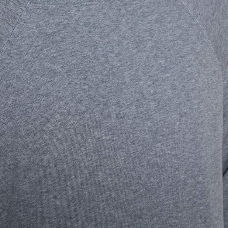 Pre Owned Gucci Grey Cotton Logo Tape Detail Sweatshirt S