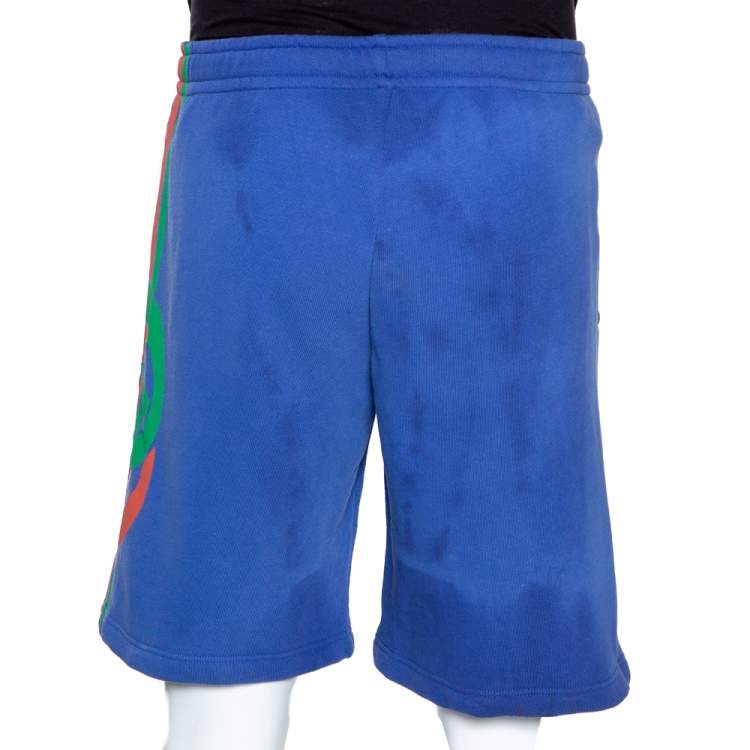 Pre Owned Gucci Purple Logo Print Cotton Washed Effect Shorts S