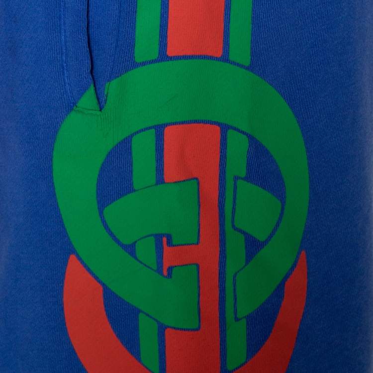 Pre Owned Gucci Purple Logo Print Cotton Washed Effect Shorts S