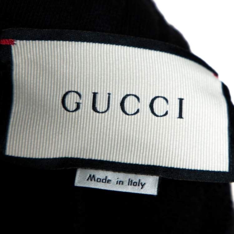 Pre Owned Gucci Black Logo Print Jersey Jogger Pants M