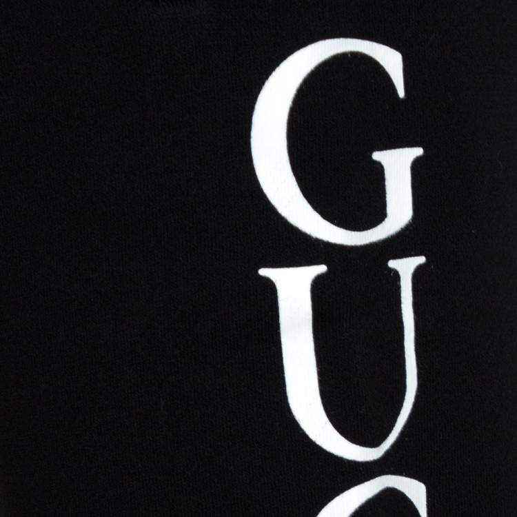 Pre Owned Gucci Black Logo Print Jersey Jogger Pants M