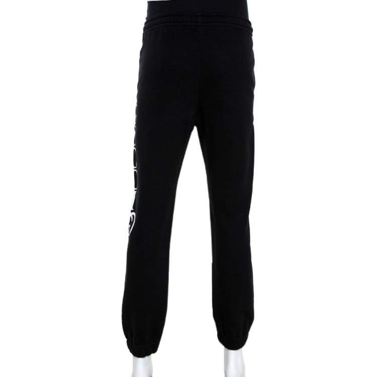 Pre Owned Gucci Black Logo Print Jersey Jogger Pants M