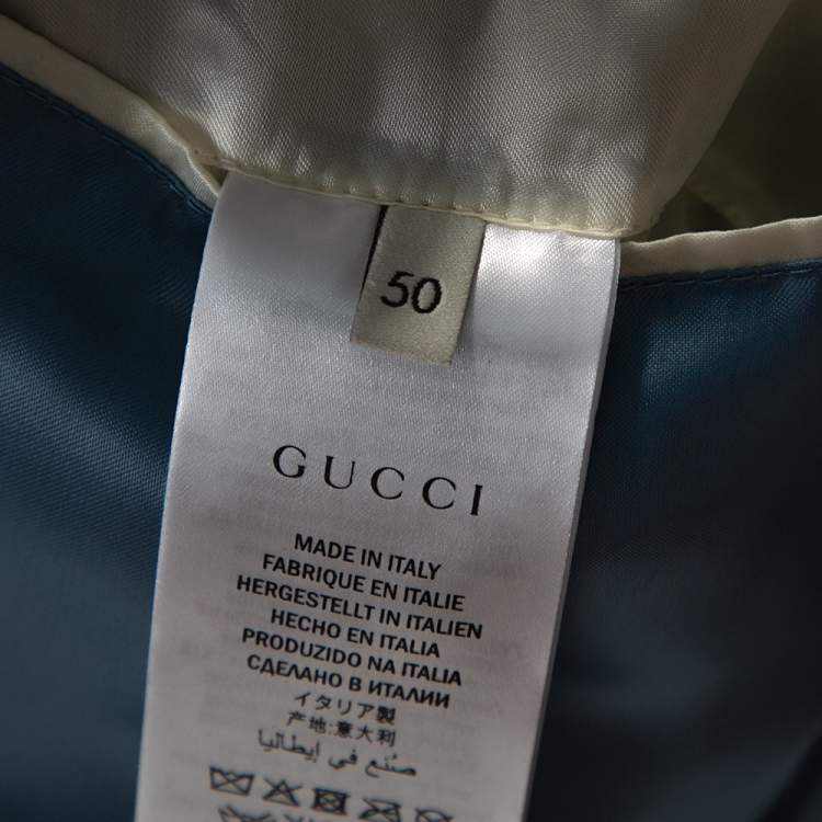مملوكة مسبقًا Gucci Burgundy Leather 'Blind for Love' Varsity Bomber Jacket L