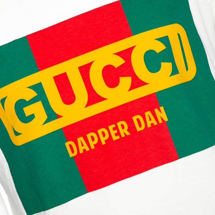 Pre Owned Gucci Cream Cotton Dapper Dan Round Neck T Shirt M 